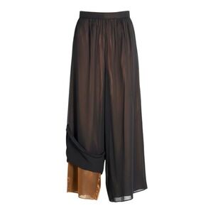 Vintage Rickie Freeman TJ Nites Silk Bronze Lined Palazzo Pants Wide Leg 10